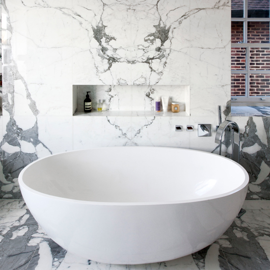 Modern marbled bathroom