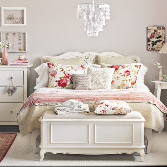 Cream and floral bedroom