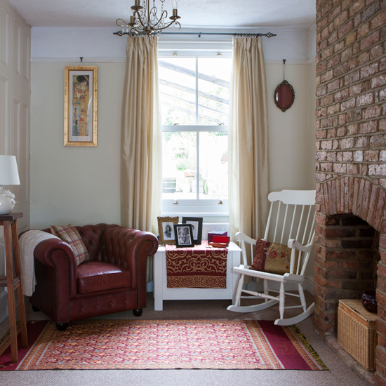 Leather and brick living room 
