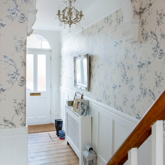 Off-white floral hallway