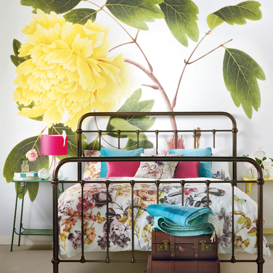 Bold floral bedroom