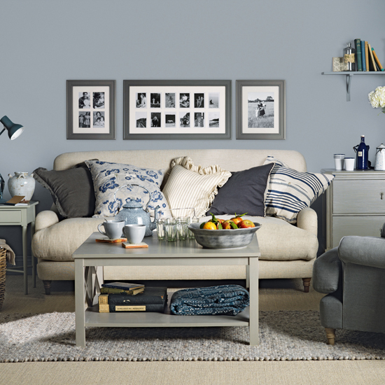 Blue grey living room