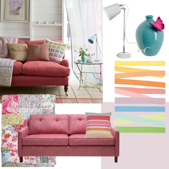 Colourful pastel living room