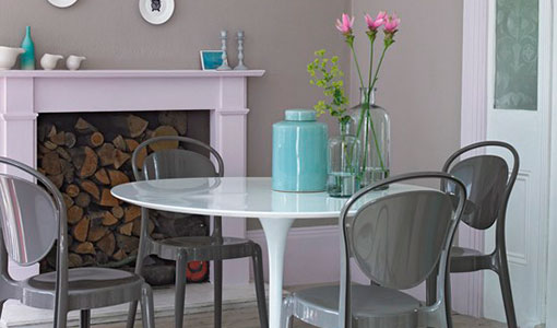 Grey and white dining room