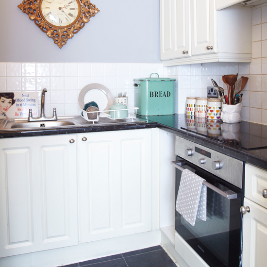 Small grey and white kitchen