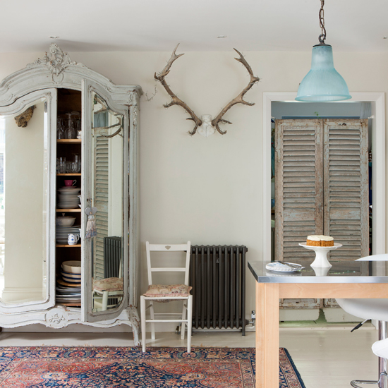 Neutral eclectic dining room
