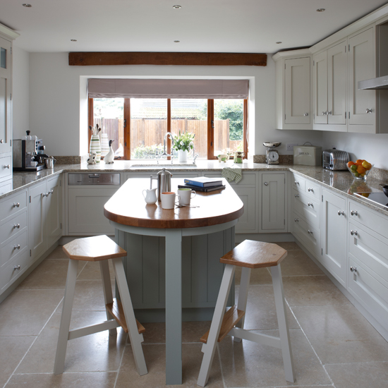 White and wood Shaker-style kitchen