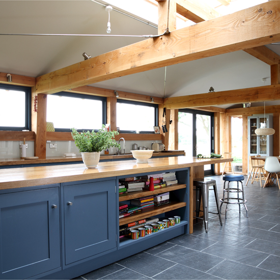 Farmhouse slate and wood kitchen