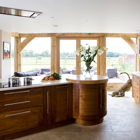 Walnut and timber kitchen