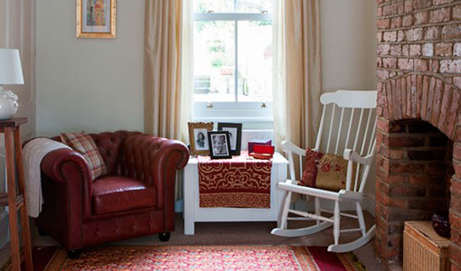 Leather and brick living room
