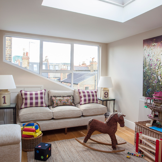 Neutral loft playroom