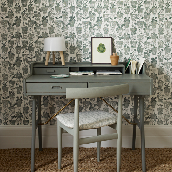 Sage green home office
