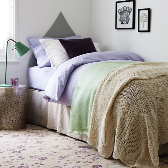 Lilac and neutral bedroom