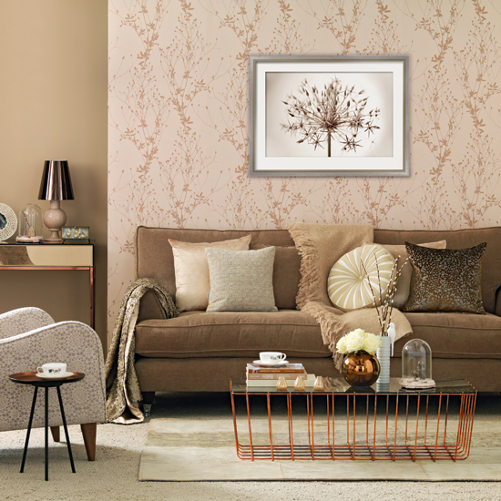 Rose gold living room | Living room decorating ideas