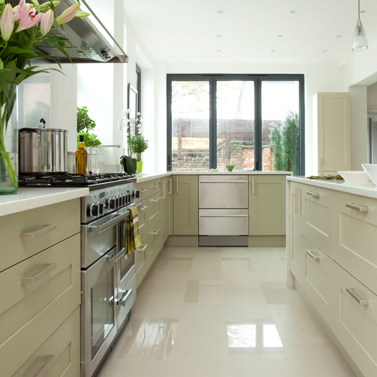 Modern white and pale green kitchen