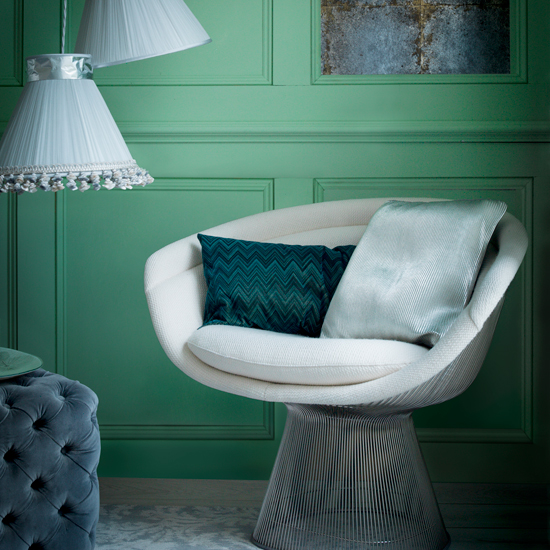 Elegant green and white living room