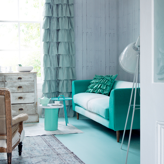 Mint green living room