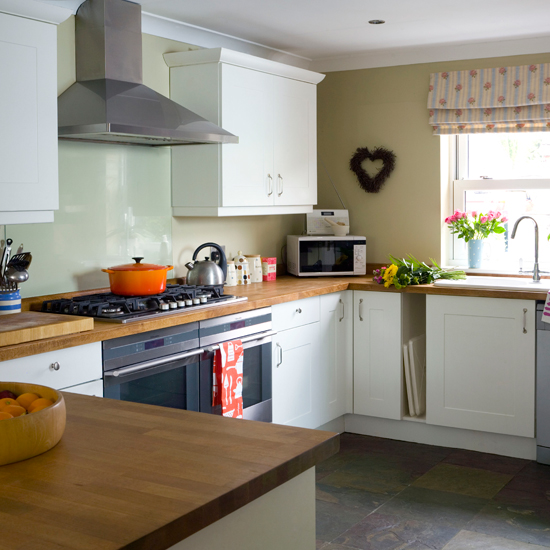 Beech wood and white kitchen