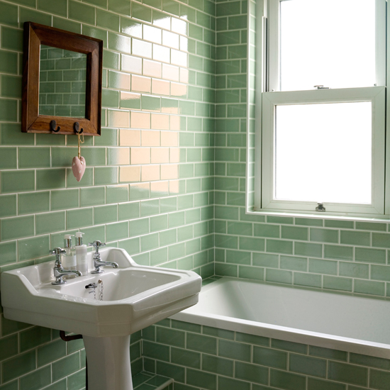Green tiled bathroom