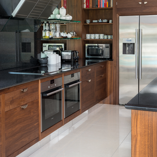 Walnut and stainless-steel kitchen