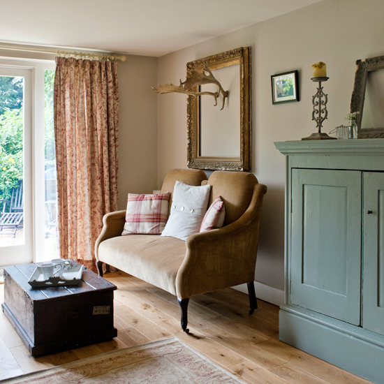 Neutral living room with country accents