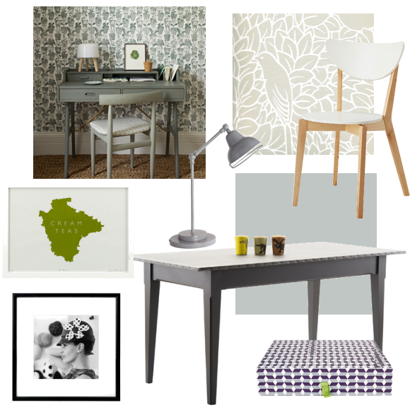 Green and grey home office