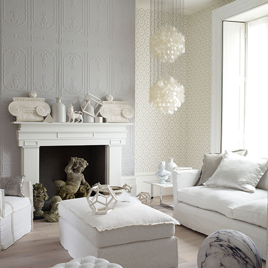 Decorative white and grey living room | Living room decorating