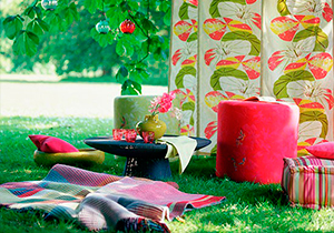 Scatter throws and pouffes to create a relaxed seating area   