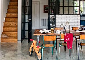 This four-bedroom home mixes grandeur style with a utilitarian feel  