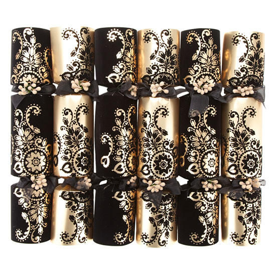 black and gold flocked luxury crackers from debenhams black and gold flocked luxury crackers from debenhams