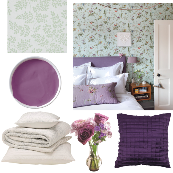 Green and purple bedroom