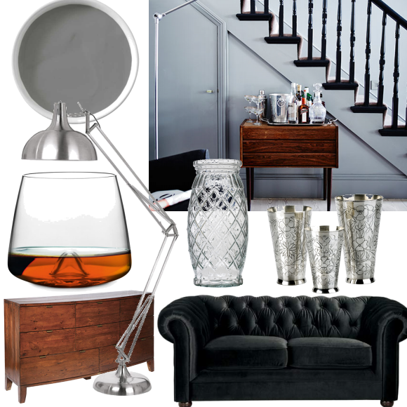 Hallway with black accents