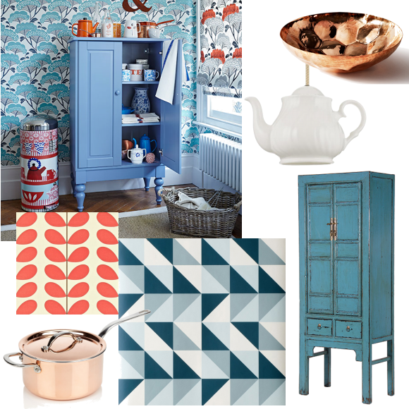 Retro blue and orange kitchen 1