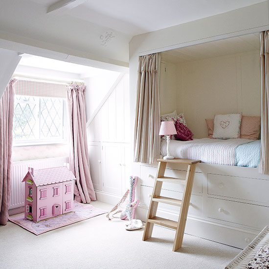 Girl's room with hideaway bed and dolls house