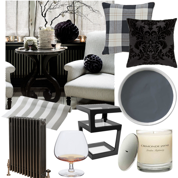 Black striped living room