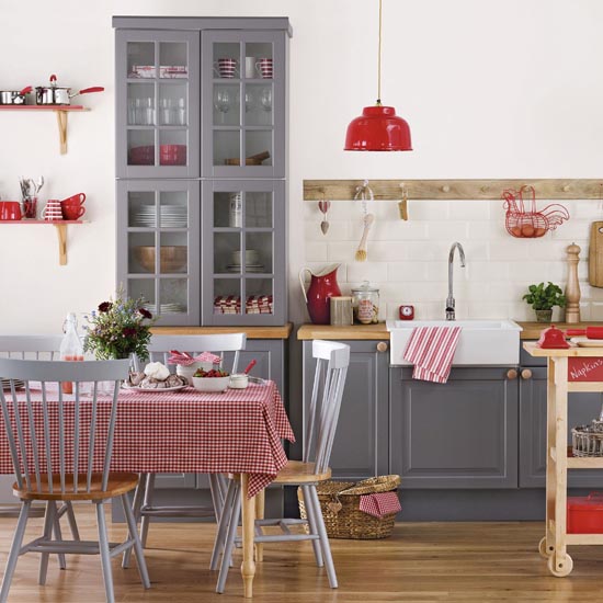 Red and grey kitchen-diner | Kitchen room ideas | PHOTO GALLERY | Ideal Home | Housetohome.co.uk