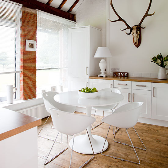 White and wood scandi dining room