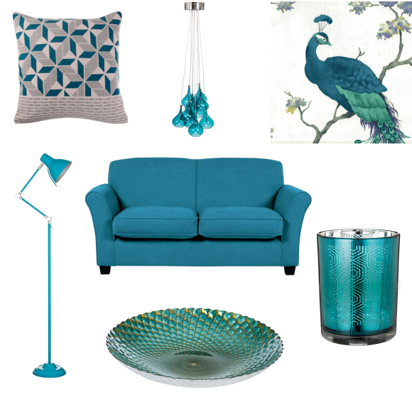 On-trend teal living room