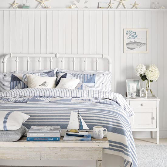 Coastal blue and white bedroom | Traditional bedroom design ideas | Bedroom | PHOTO GALLERY | Ideal Home | Housetohome.co.uk