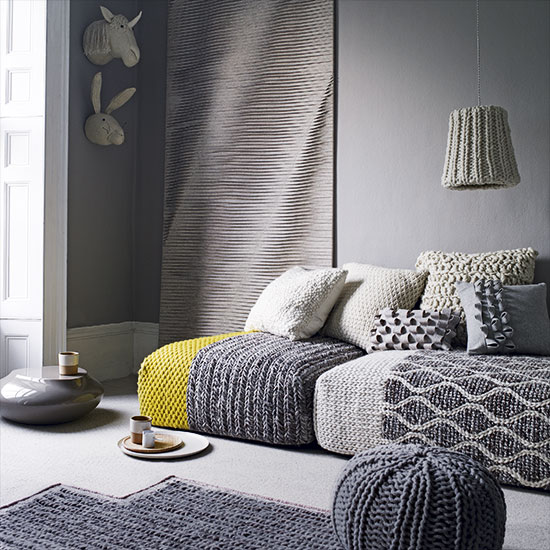 Grey living room with wool furnishings