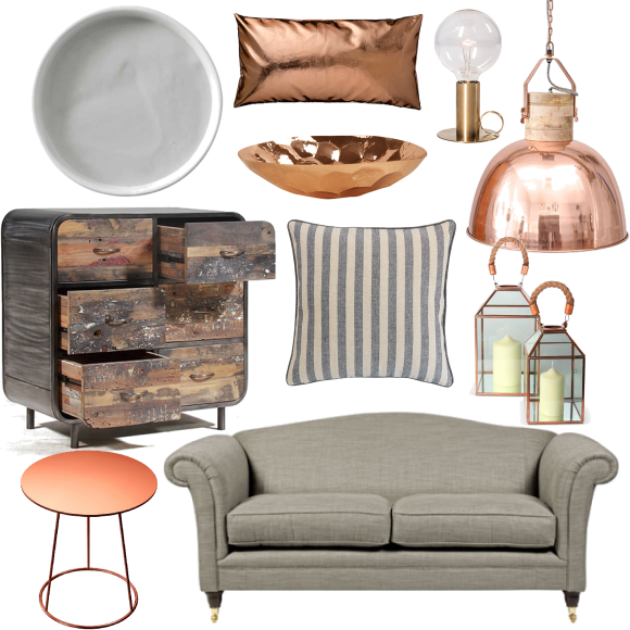 Grey and copper living room