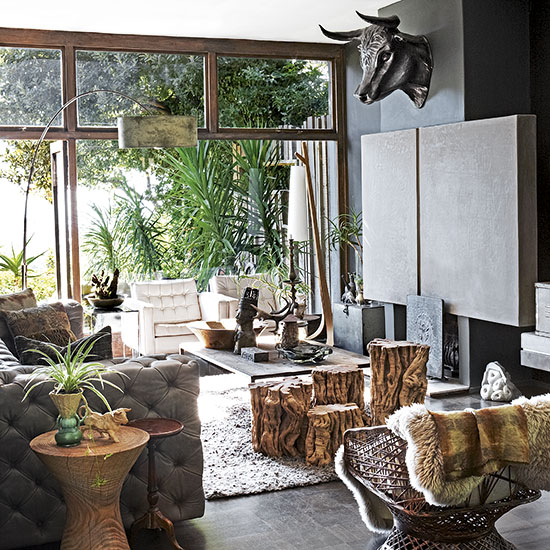 Jungle-themed living room | Open plan living room ideas to inspire you