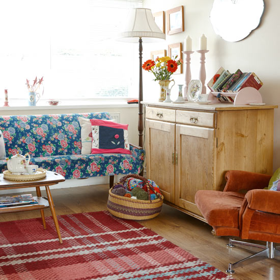 Retro living room with reclaimed furniture