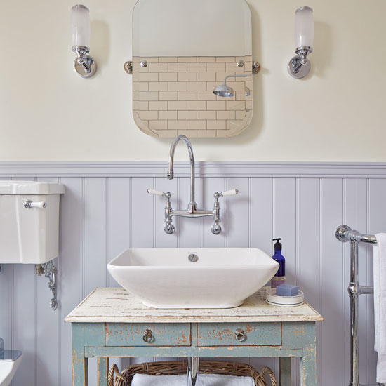 Console Table by JUGS looks great in a country bathroom 