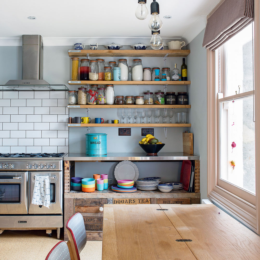 Tongueandgroove splash back Colourful kitchen housetohome.co.uk