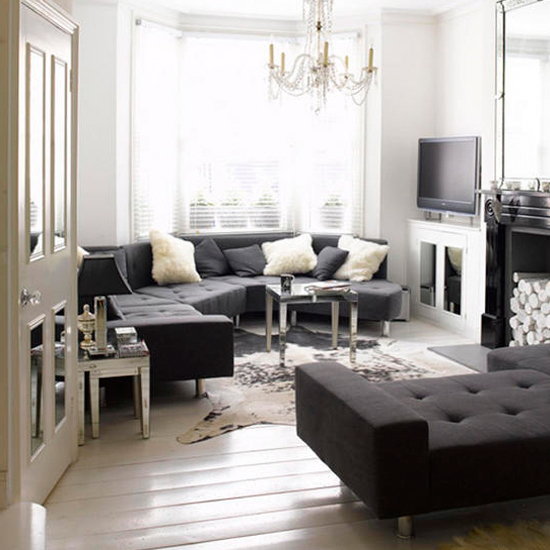 elegant monochrome living room | black and white living