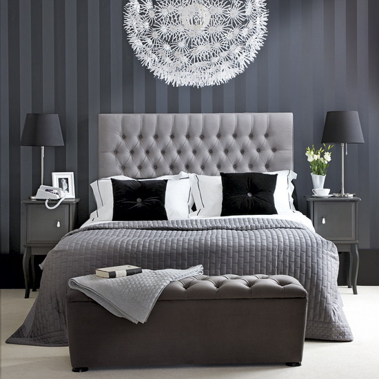 Monochrome bedroom Ideal Home - How To Decorate A Grey Bedroom