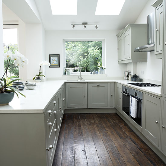 White Shaker-style kitchen with grey units | Decorating ...