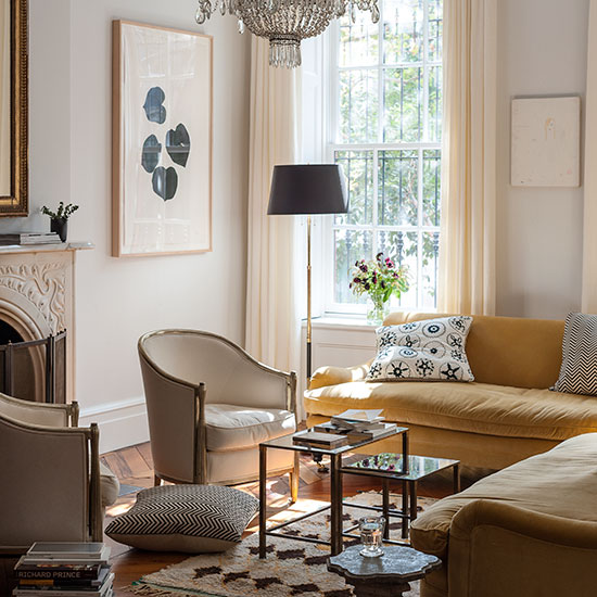 Neutral living room with yellow sofas | Decorating | housetohome.co.uk